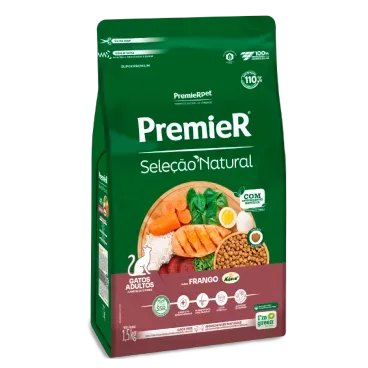 Racao Premier Selecao Natural Gatos Adultos Frango 1.5kg lateral